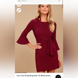 Long sleeve burgundy tie dress